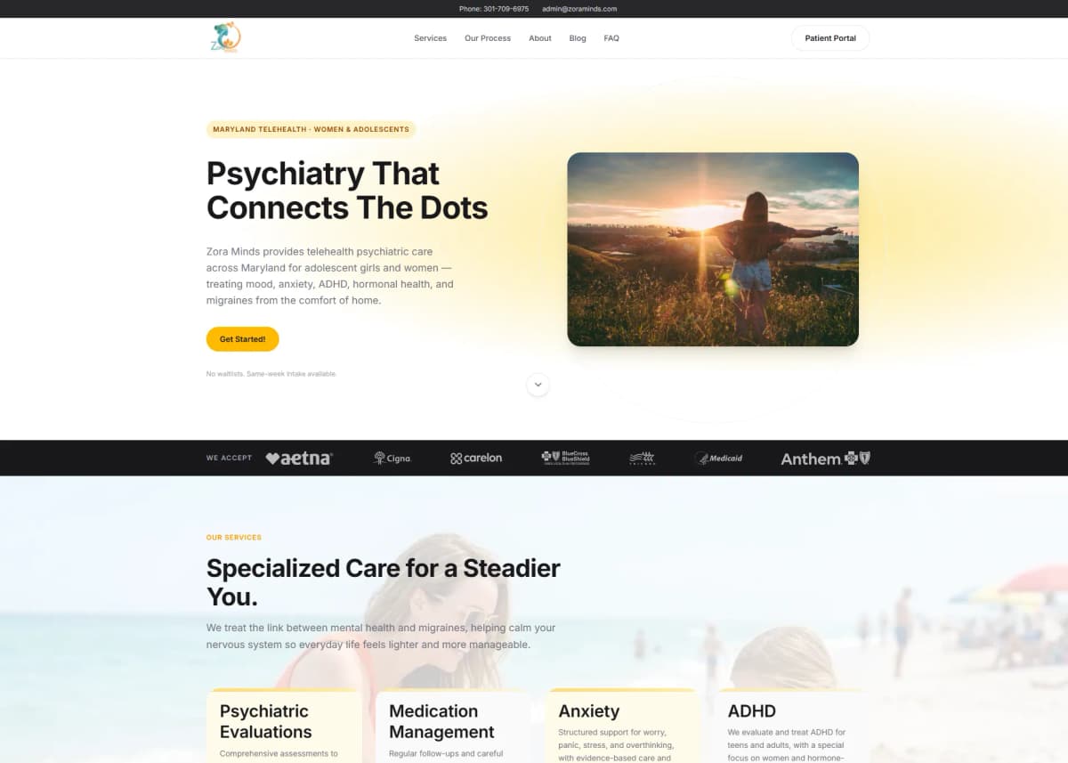 Example psychiatric practice website